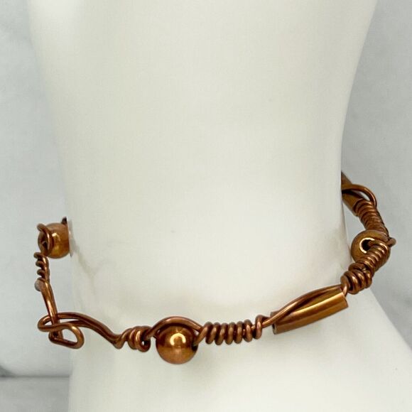 Beaded Wire Wrapped Gold Tone Bracelet - Picture 5 of 6